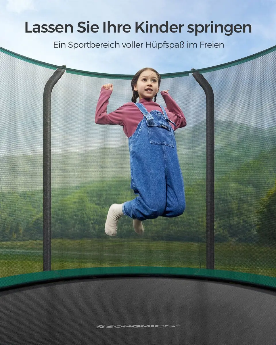 Songmics Trampoline Ø244cm - Extra Veilig Net - Zwart/Donkergroen