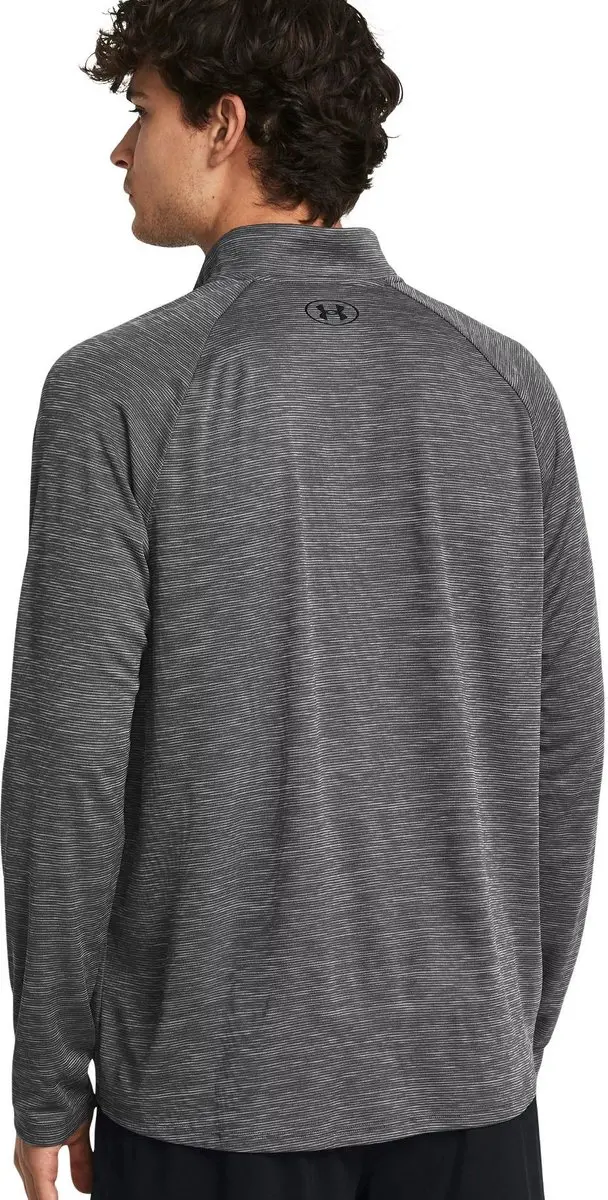 Under Armour UA Tech Textured 1/2 Zip Heren Sportshirt - Castlerock/Zwart