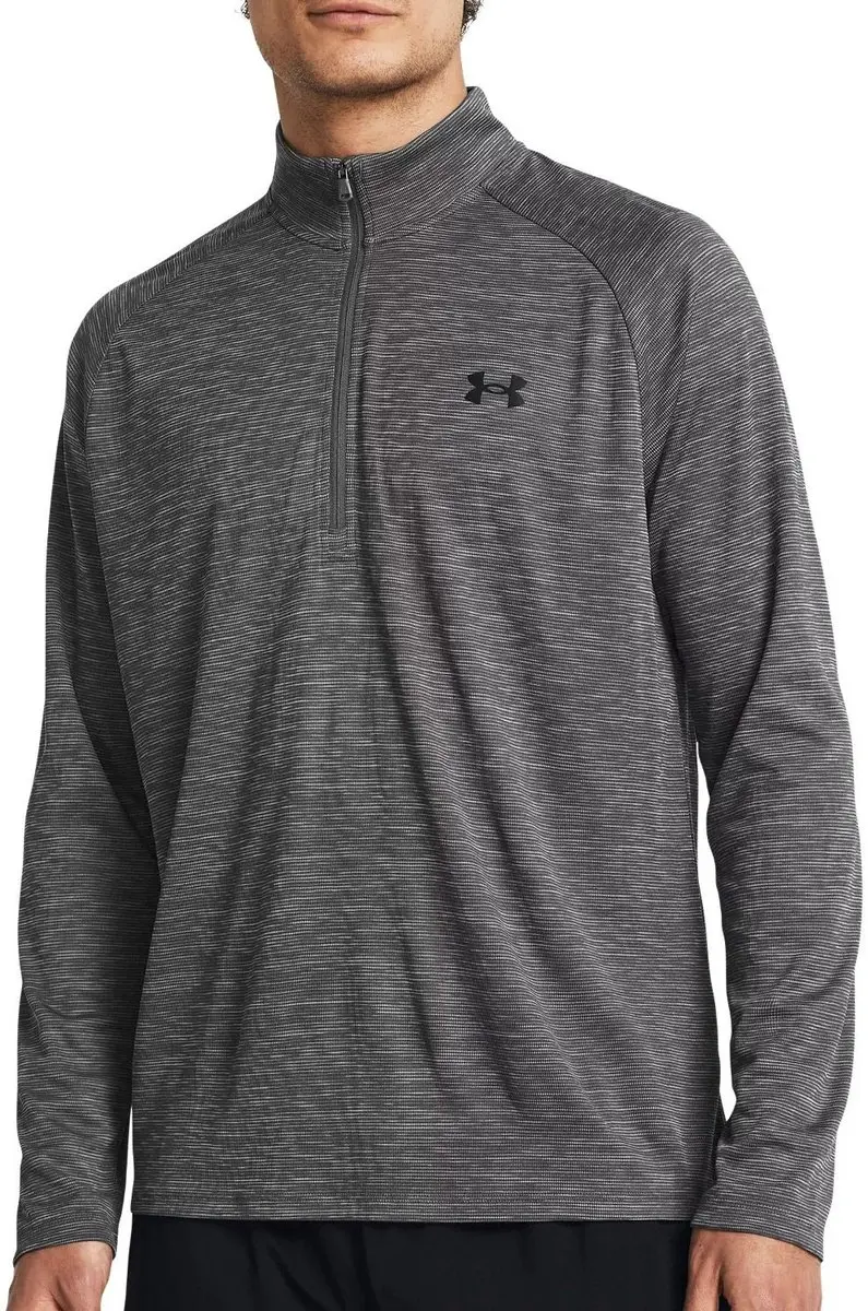 Under Armour UA Tech Textured 1/2 Zip Heren Sportshirt - Castlerock/Zwart - afbeelding 6 van 6