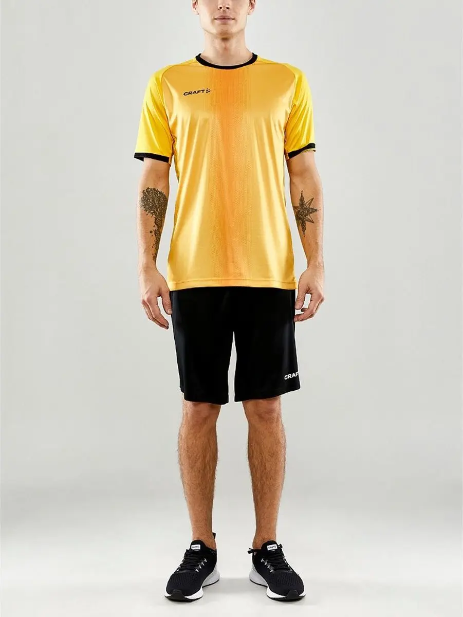 Craft Progress 2.0 Shirt Korte Mouw Heren - Geel/Zwart 3XL