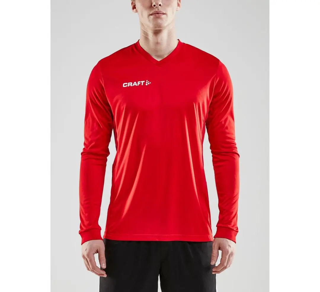 Craft Squad Jersey Solid LS Sportshirt - XL - Rood/Wit