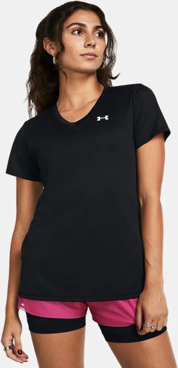 Under Armour Tech V-Neck Sportshirt Dames - XS - Zwart