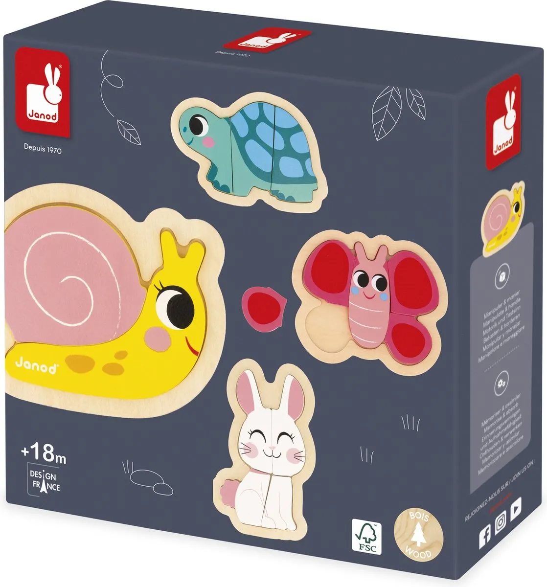 Janod Houten Puzzelset Tuindieren 14 Stuks - 7116 - afbeelding 6 van 6