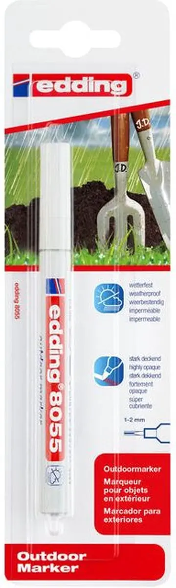 edding 8055 Outdoor Viltstift - 1-2mm - Wit - 5 Stuks