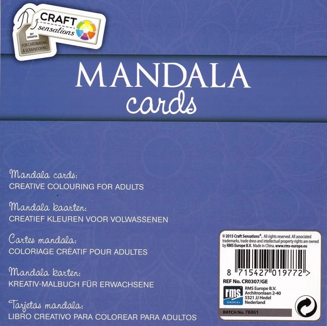Craft Mandala Cards Kleurboek Sensations Blauw
