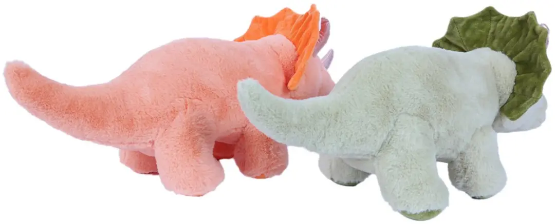 PIA Soft Toys Pluche Triceratops Knuffels - 2 Stuks - 51cm - Groen & Oranje