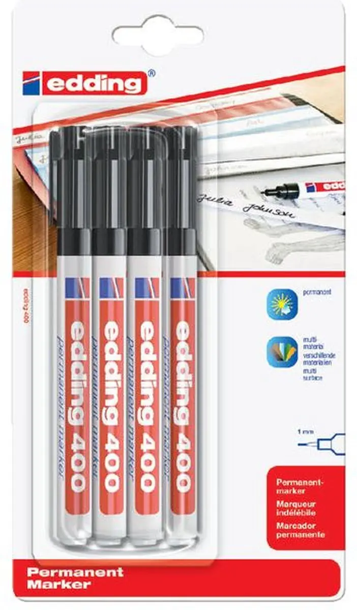 edding 400 Viltstift 1mm - Zwart - 10 Stuks
