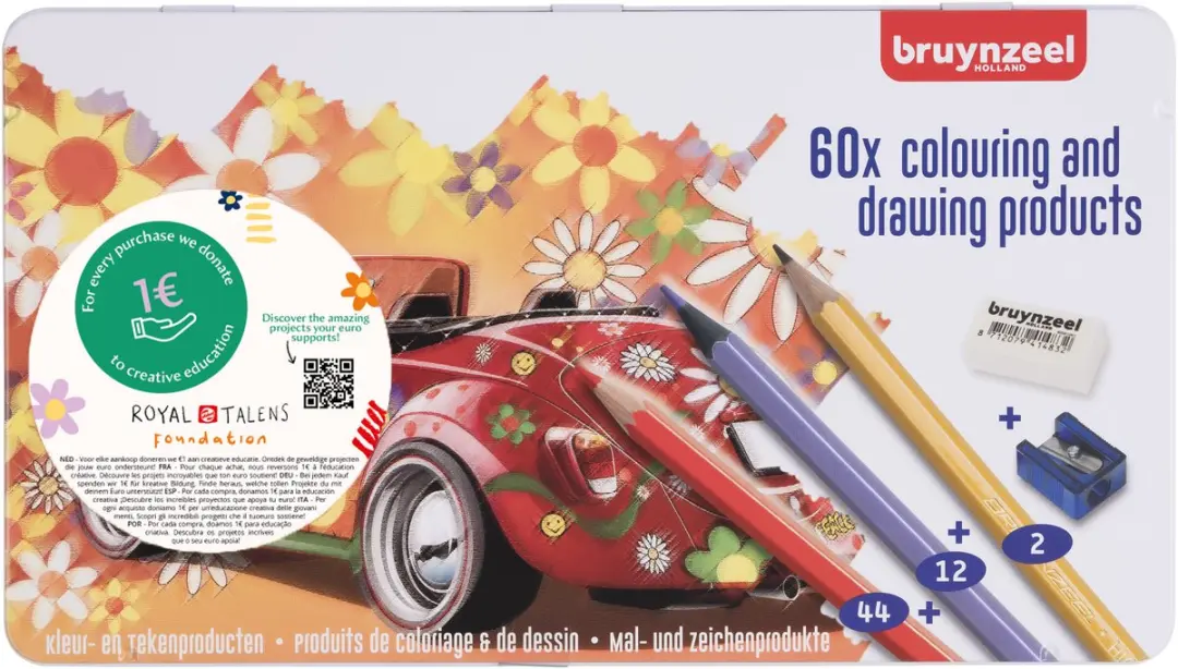 BRUYNZEEL Kleurpotloden Super Sixties 60-delig - Gemengd