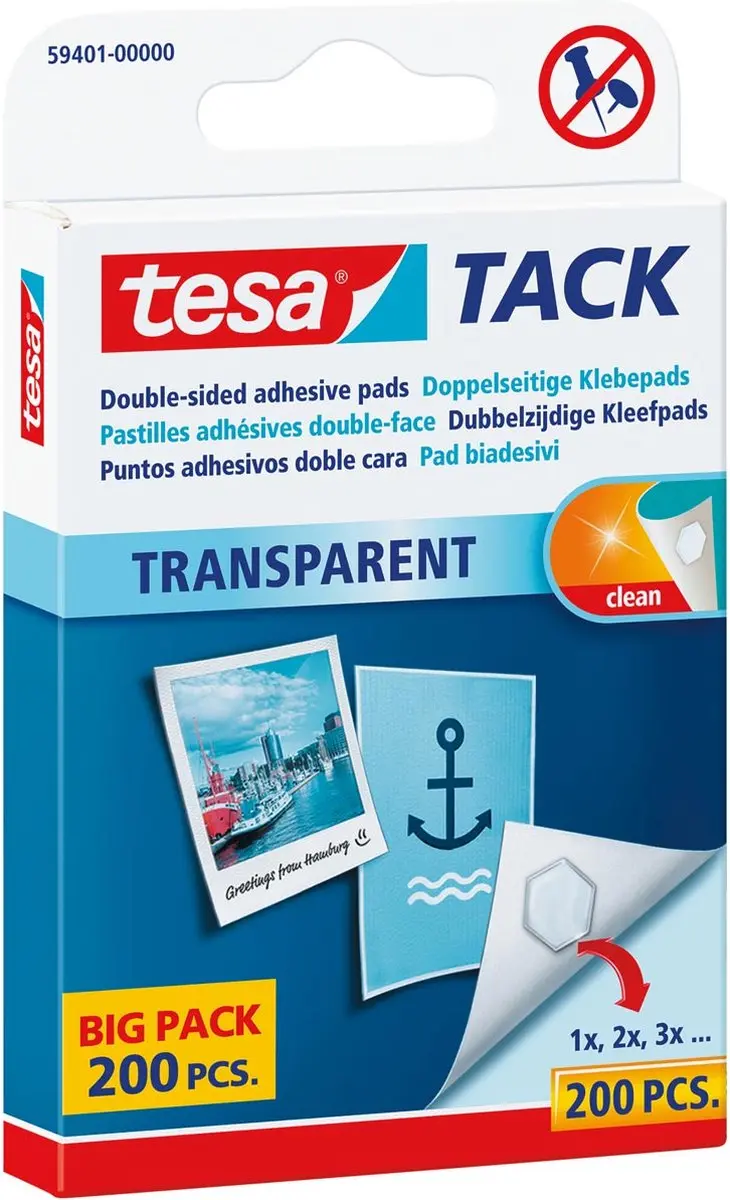 Tesa Tack Dubbelzijdig Transparant Kleefpads - 200 Stuks (15x13)