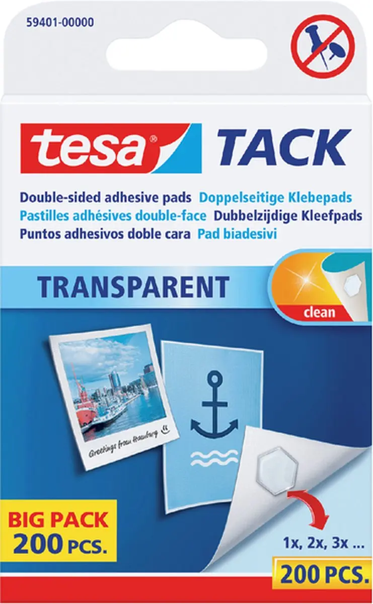 Tesa Tack Dubbelzijdig Transparant Kleefpads - 200 Stuks (15x13)