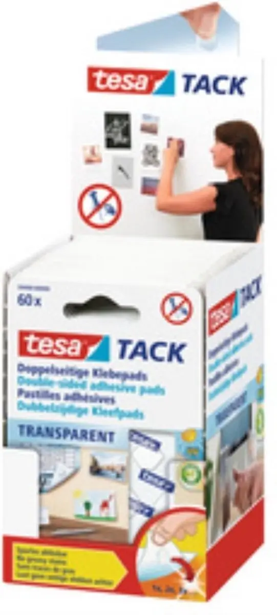 Tesa Tack Dubbelzijdig Transparant Kleefpads - 200 Stuks (15x13)