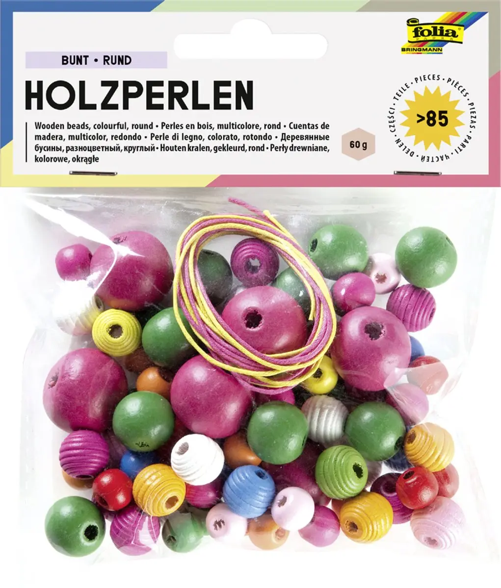 Folia Houten Parels Natuur - 84 Stuks