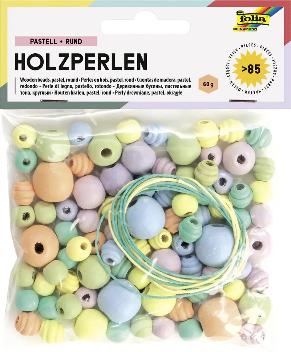 Folia Houten Parels Natuur - 84 Stuks