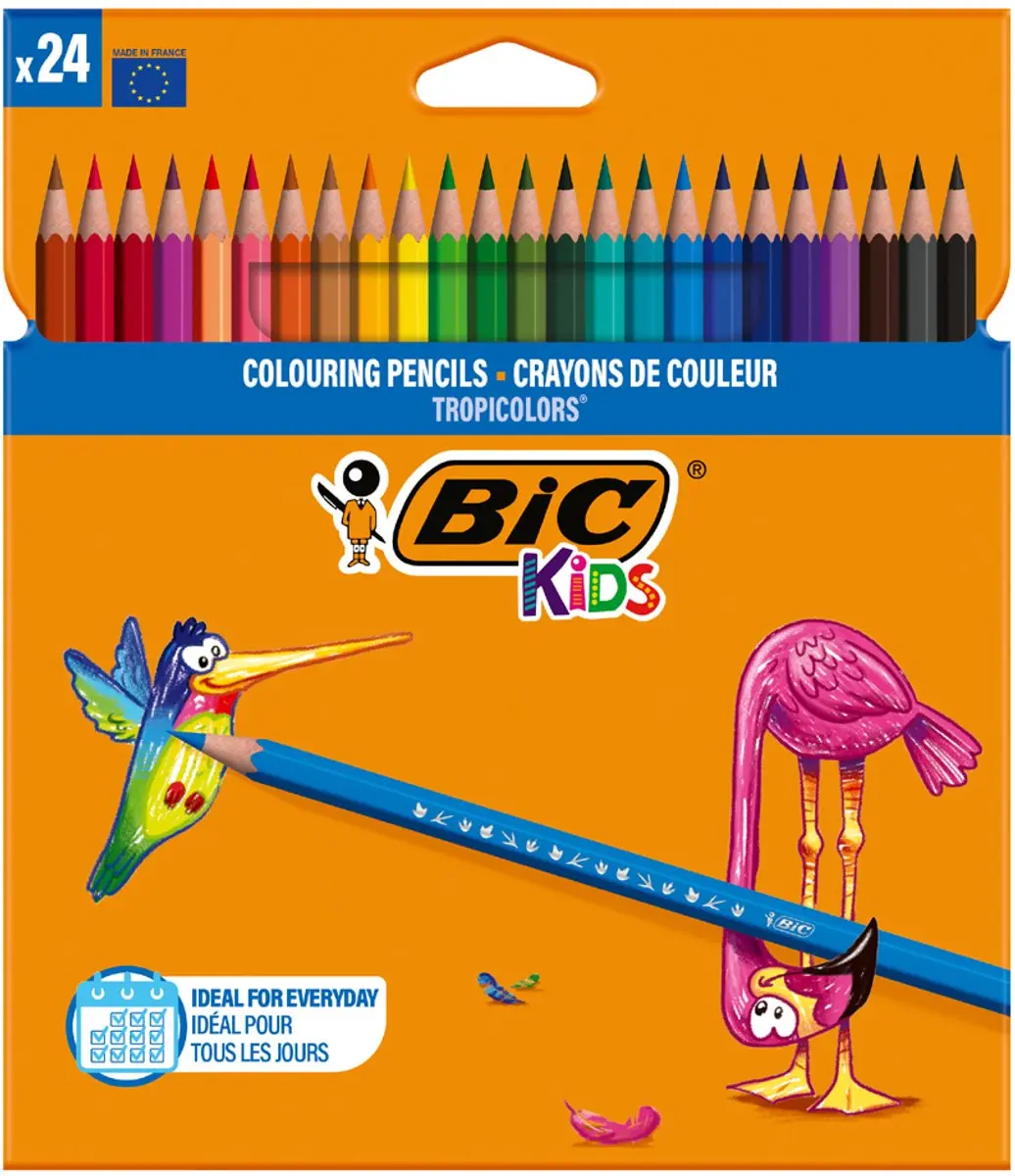 Bic Kids Tropicolors Brede Punt Kleurpotloden - 12 Stuks - Assorti - afbeelding 6 van 6