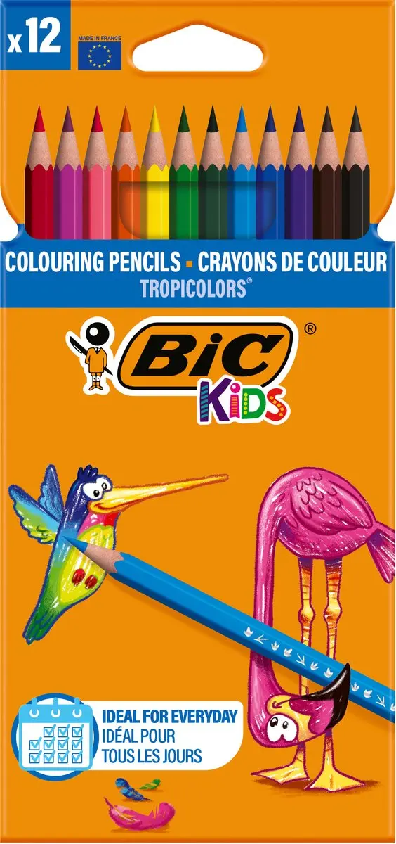 Bic Kids Tropicolors Brede Punt Kleurpotloden - 12 Stuks - Assorti