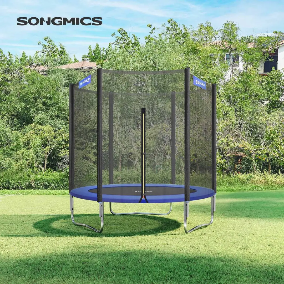 Songmics Kindertrampoline 183cm - Zwart-Blauw - Met Veiligheidsnet