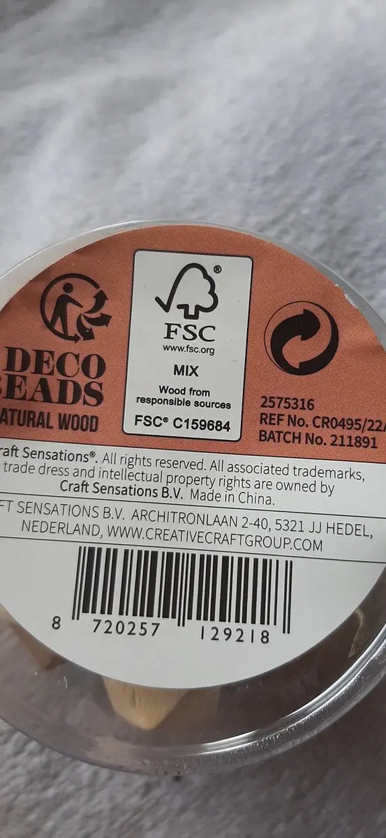 Craft Deco Beads Houten kralen 15mm - 28 Stuks