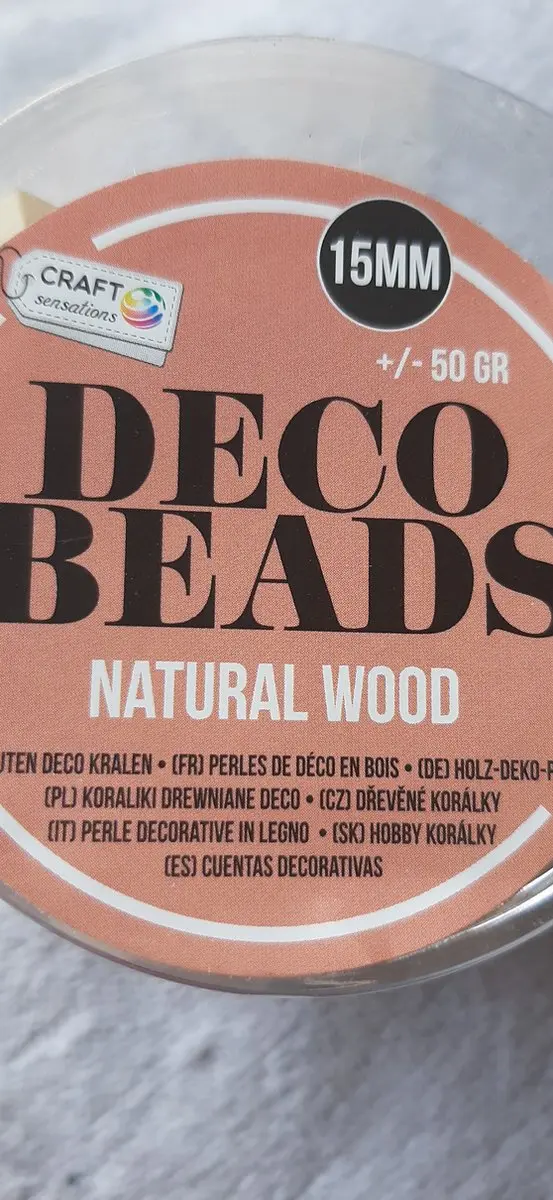 Craft Deco Beads Houten kralen 15mm - 28 Stuks