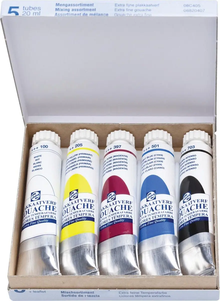 Talens Plakkaatverf Extra Fijn Set 5x20ml - Assorti