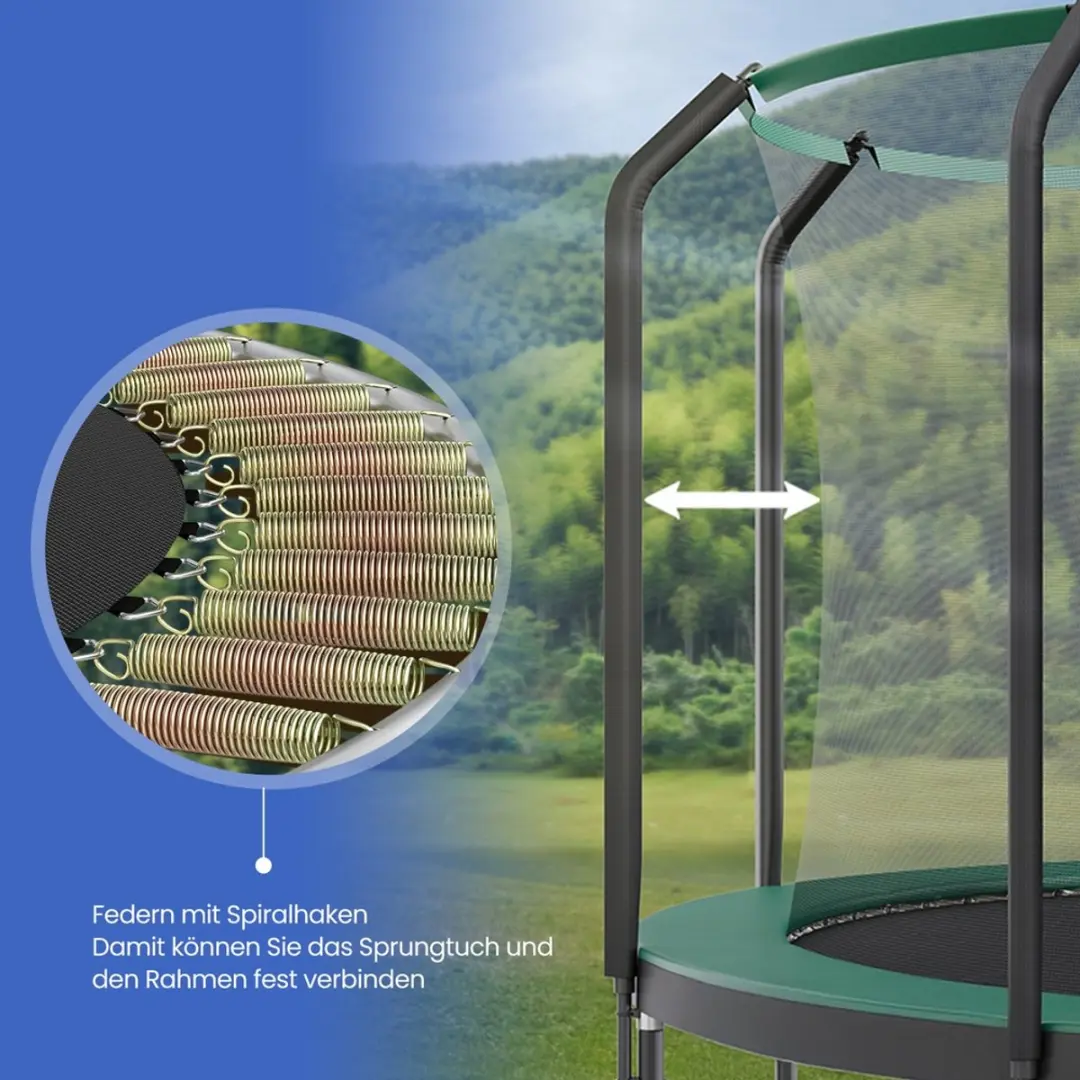 Songmics Trampoline 305cm - Zwart/Donkergroen