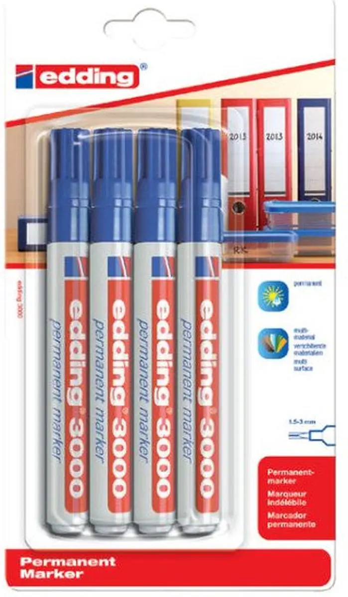 edding 3000 Viltstift - 1,5-3mm - Blauw - 10 Stuks