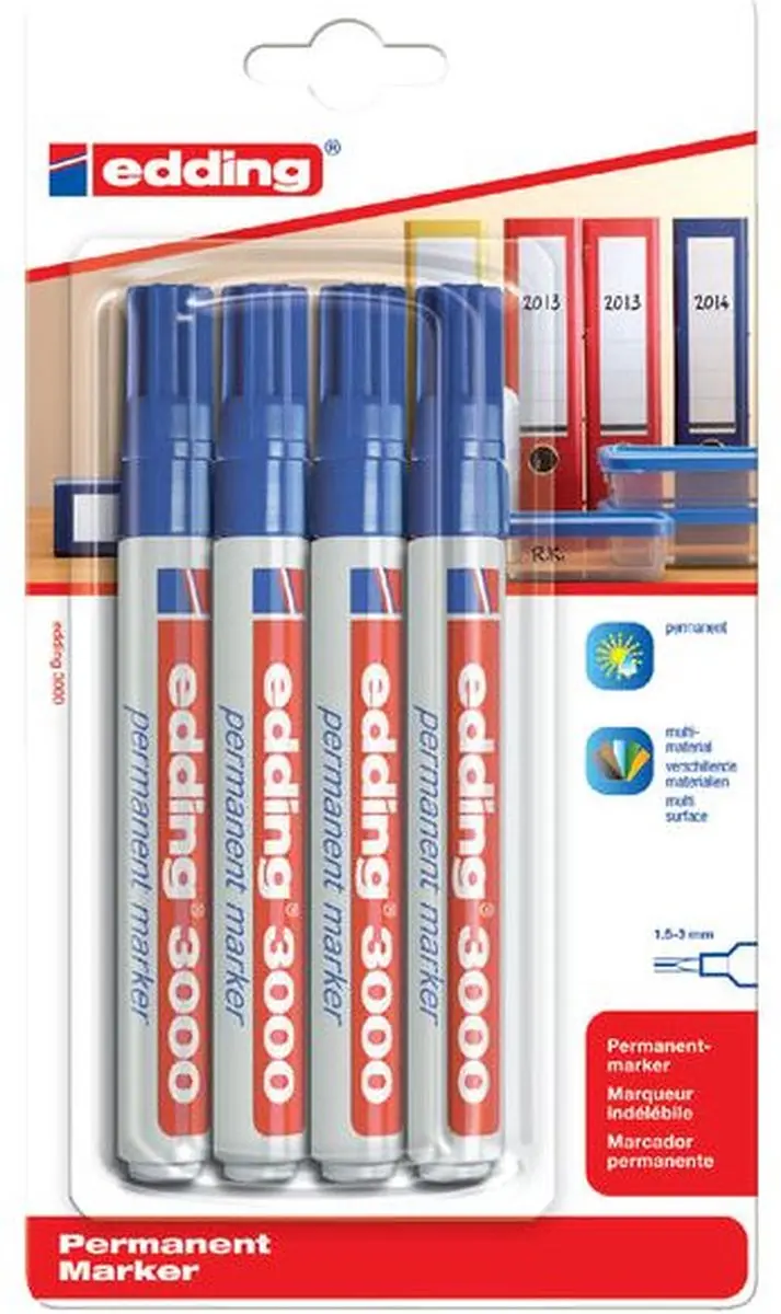 edding 3000 Viltstift - 1,5-3mm - Blauw - 10 Stuks