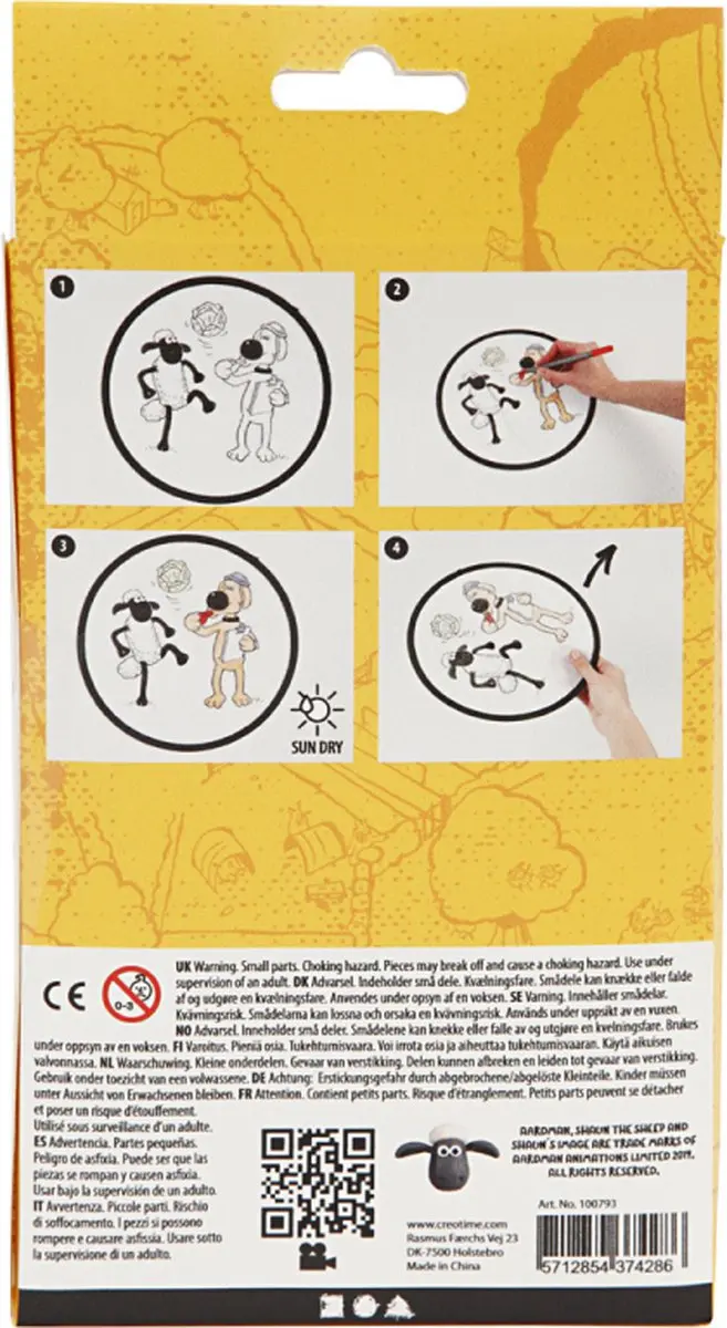 Creativ Company Shaun Frisbee DIY Textieldecoratie - 8 Stuks - Wit