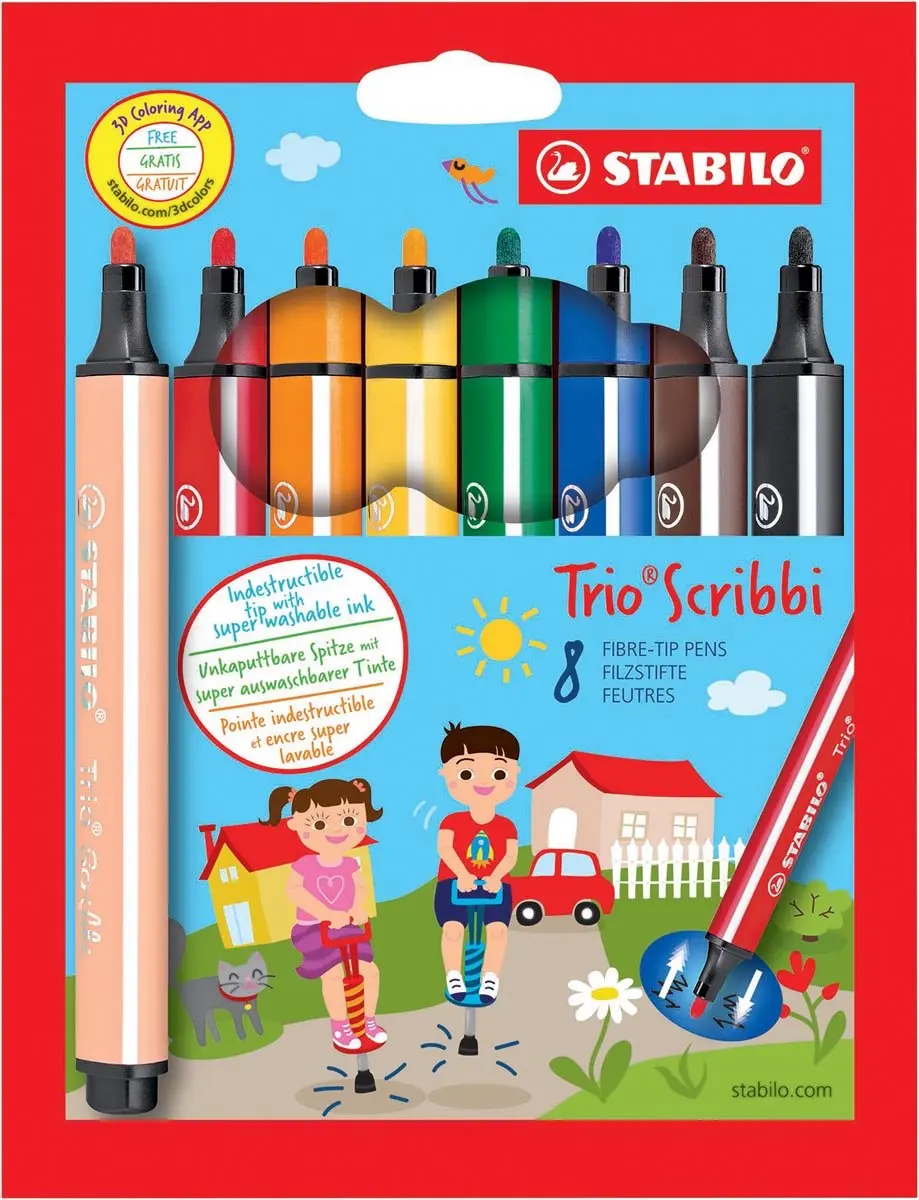 STABILO Trio Scribbi 631140 Ergonomische Viltstiften - 24 Stuks - afbeelding 4 van 5