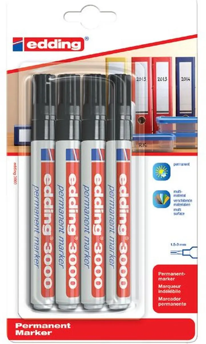 edding 3000 Viltstift - Zwart - 40 Stuks