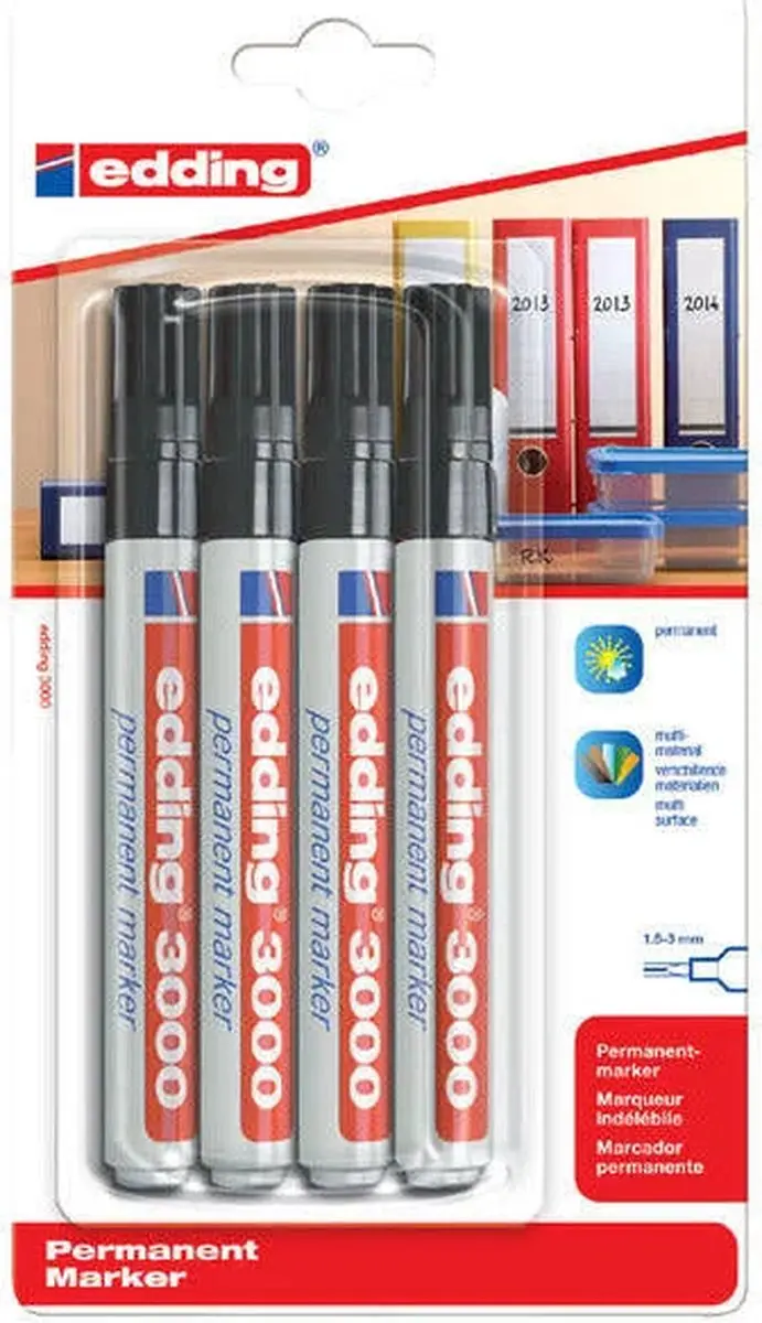edding 3000 Viltstift - Zwart - 40 Stuks