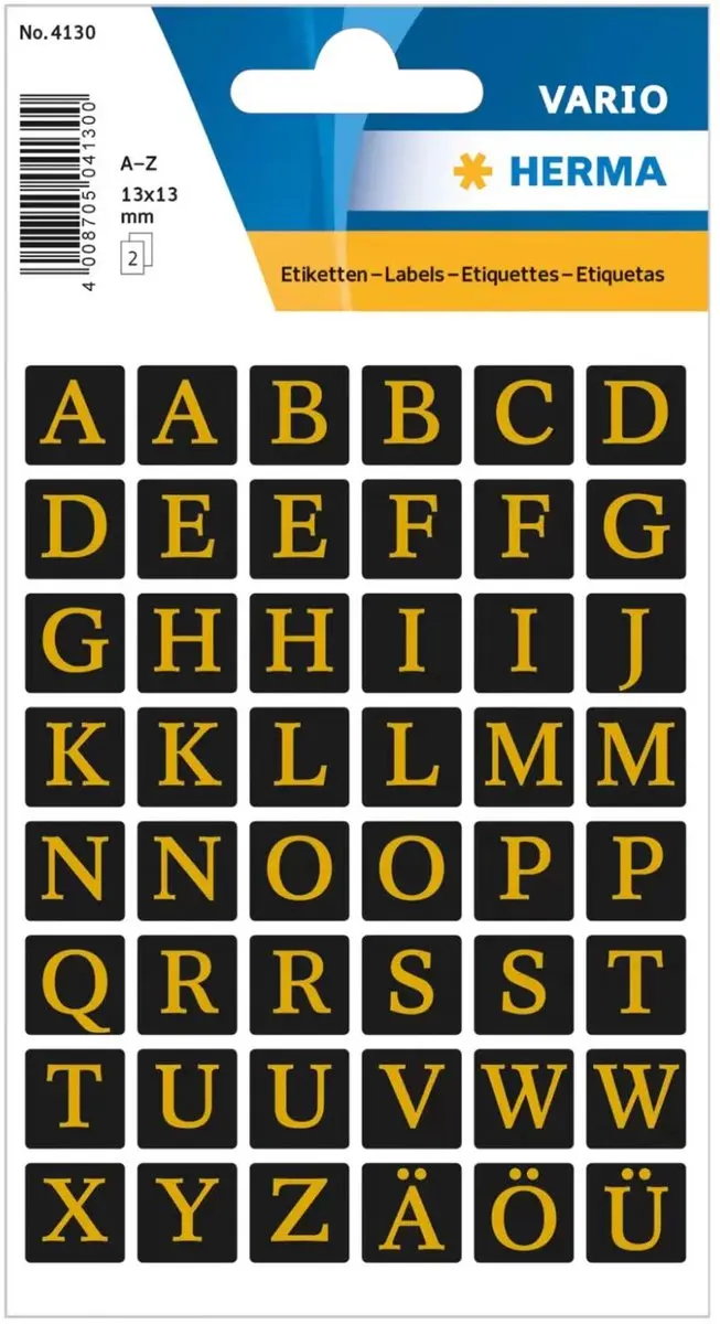 Herma Alfabet Stickers A-Z 13mm - 4 Vellen - Champagne/Goud - Watervast