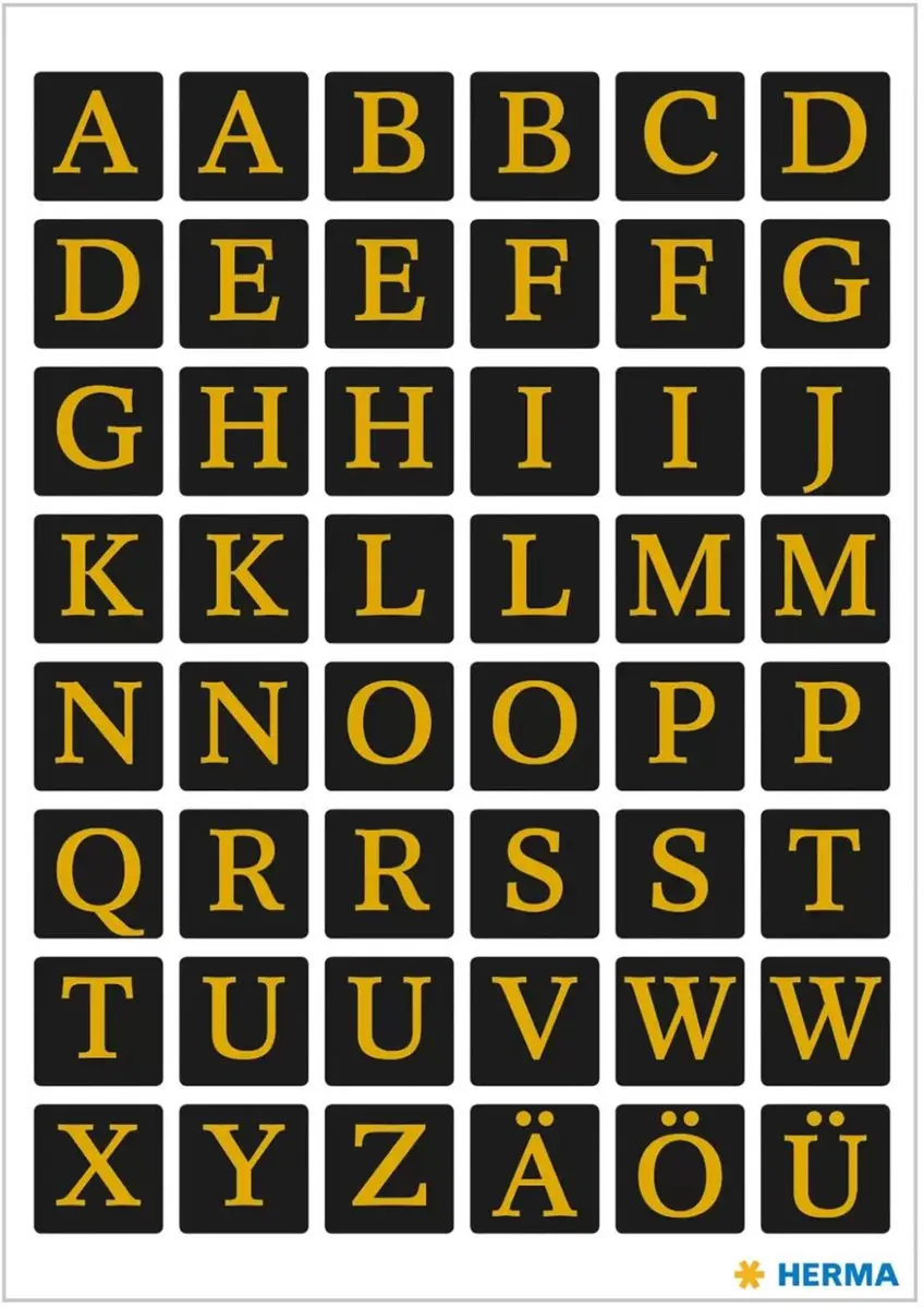 Herma Alfabet Stickers A-Z 13mm - 4 Vellen - Champagne/Goud - Watervast