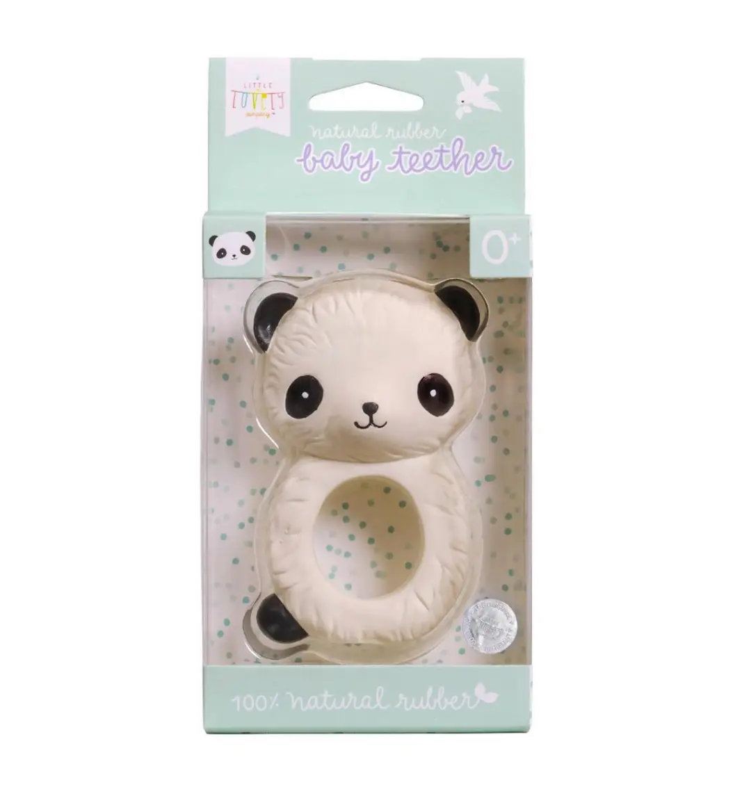 A Little Lovely Company Bijtring Panda - Zwart/Wit