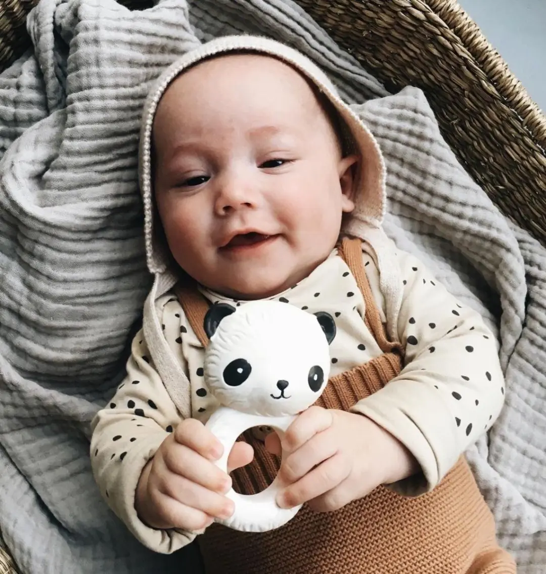 A Little Lovely Company Bijtring Panda - Zwart/Wit