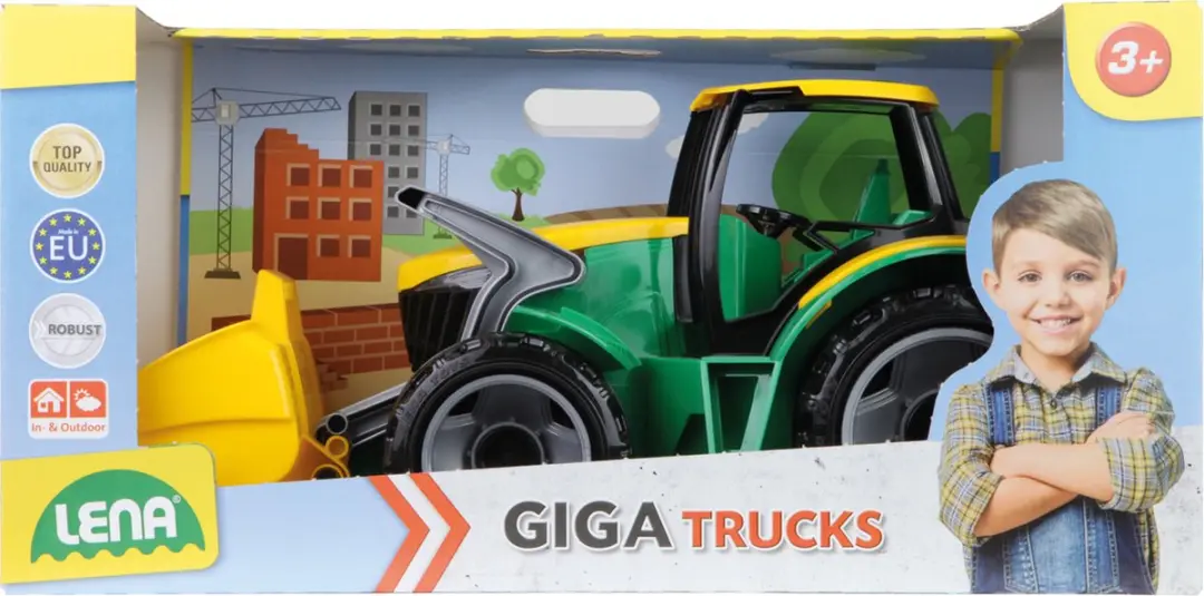 Lena Tractor Met Voorlader 02057 - 62x22cm Groen/Geel