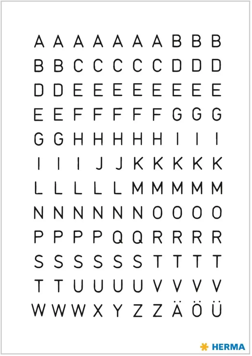 Herma Alfabet Stickers A-Z Zwart 5mm - 8 Vellen - afbeelding 6 van 6