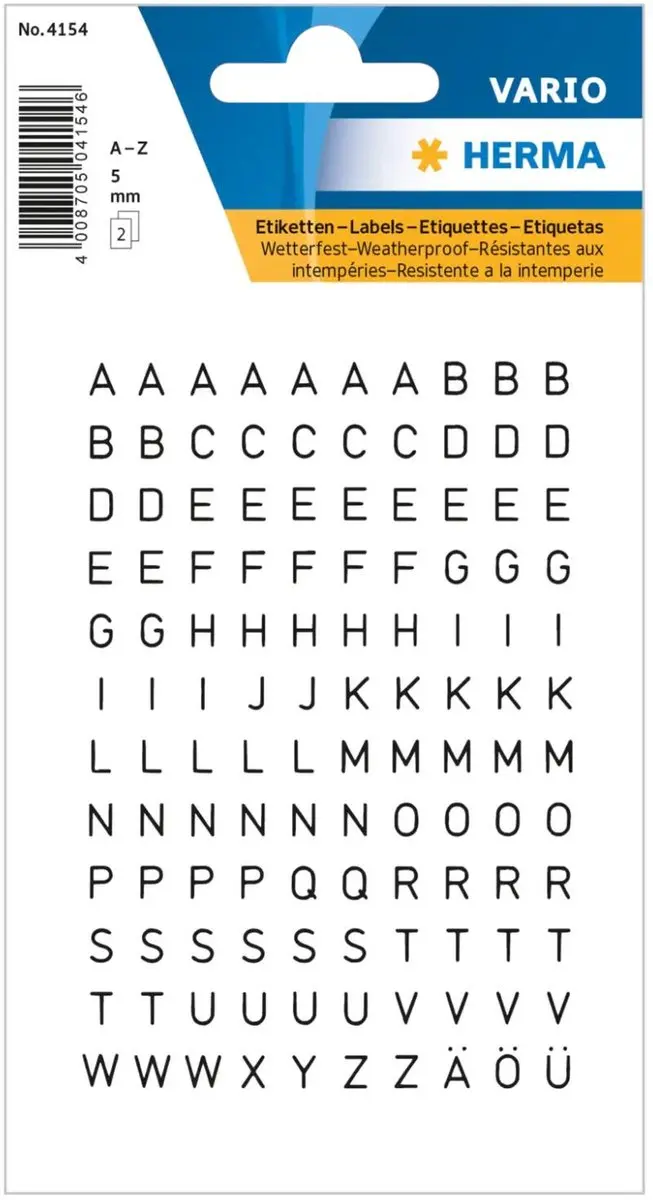 Herma Alfabet Stickers A-Z Zwart 5mm - 8 Vellen