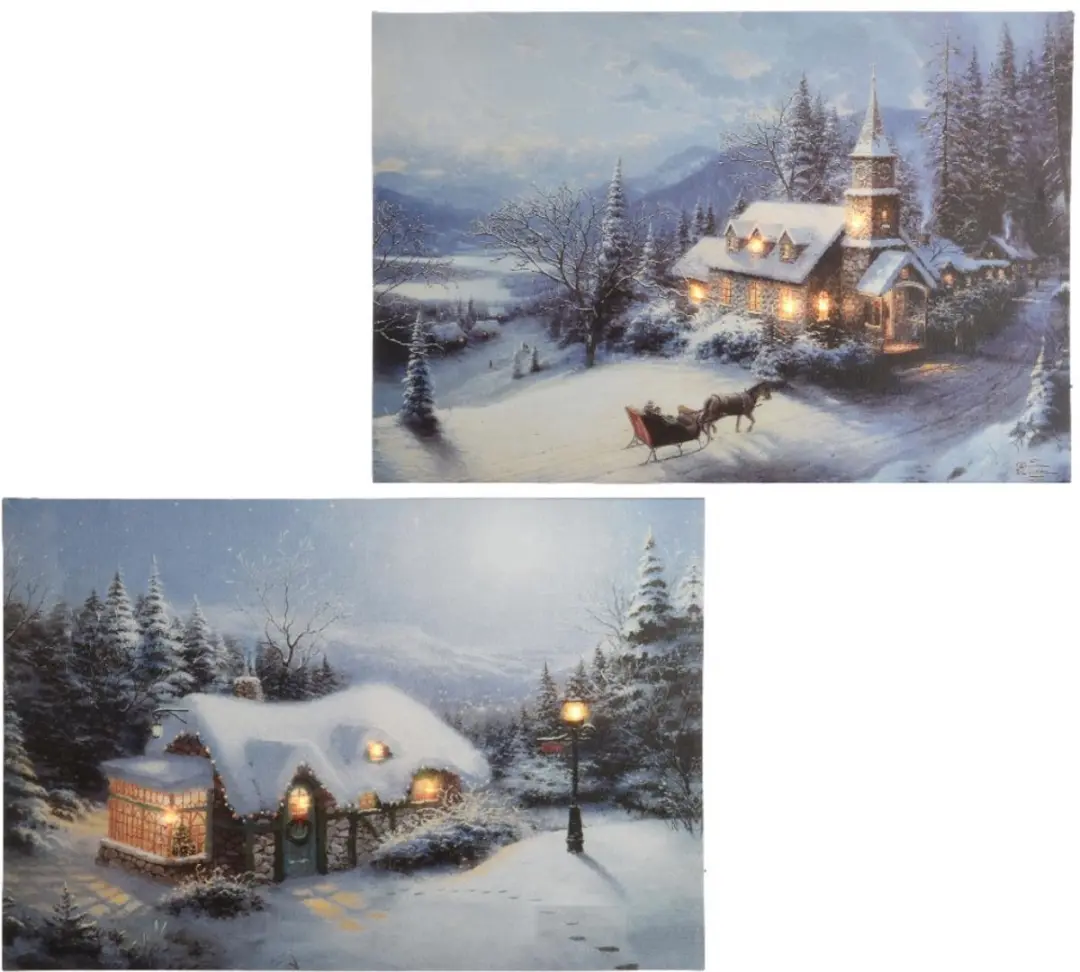 Lumineo Kerst Canvas LED 38x28cm