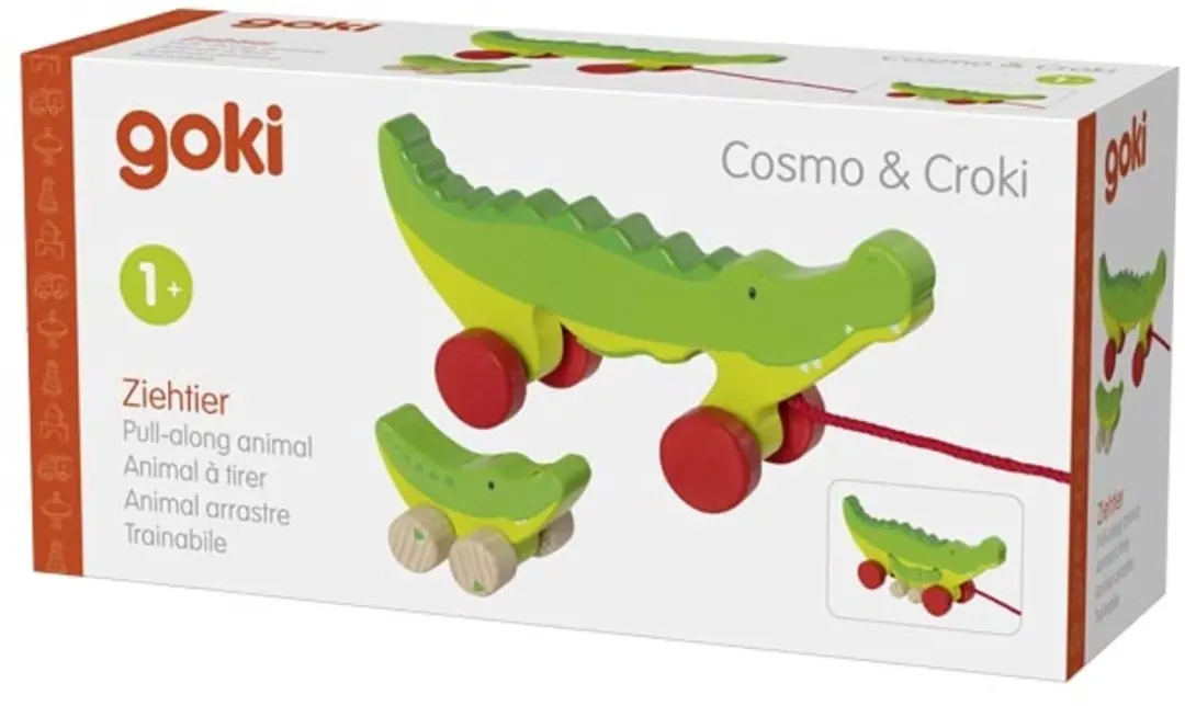 Goki Houten Trekdier Krokodil - Meerkleurig