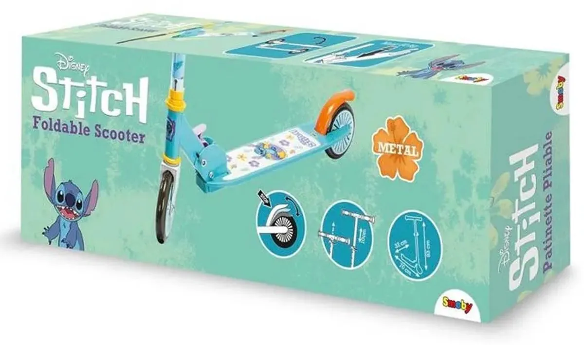 Smoby Lilo & Stitch Stitch Scooter - 2 Wielen 4.72 Inch - Blauw/Wit/Geel