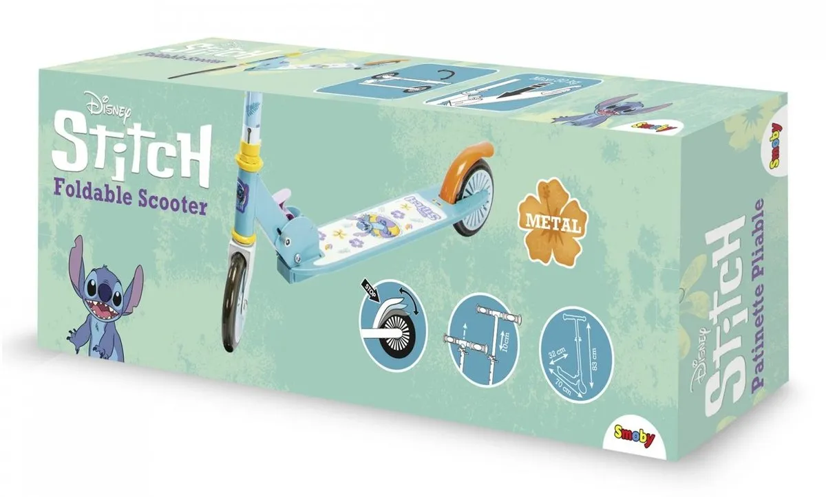 Smoby Lilo & Stitch Stitch Scooter - 2 Wielen 4.72 Inch - Blauw/Wit/Geel