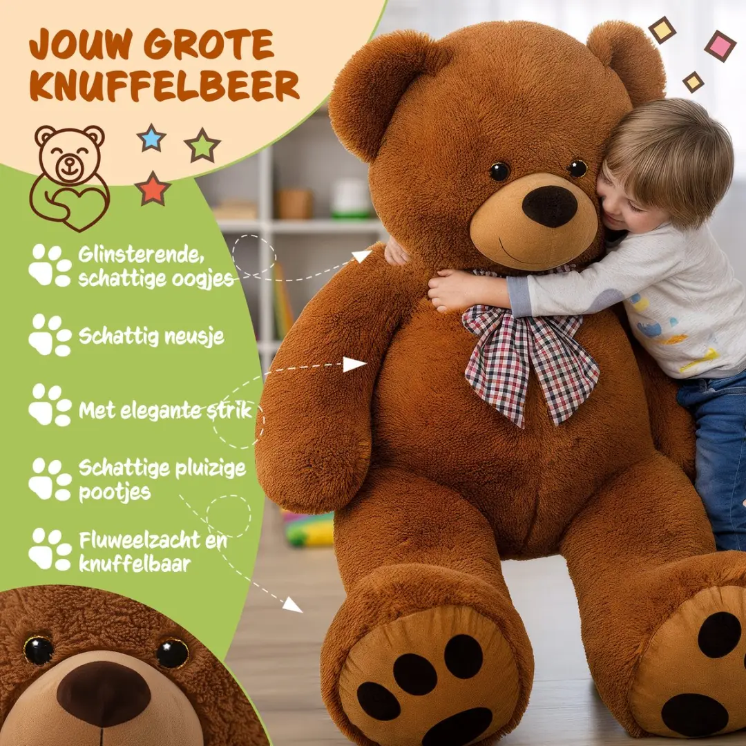Monzana Knuffelbeer XXXL 175cm - Bruin