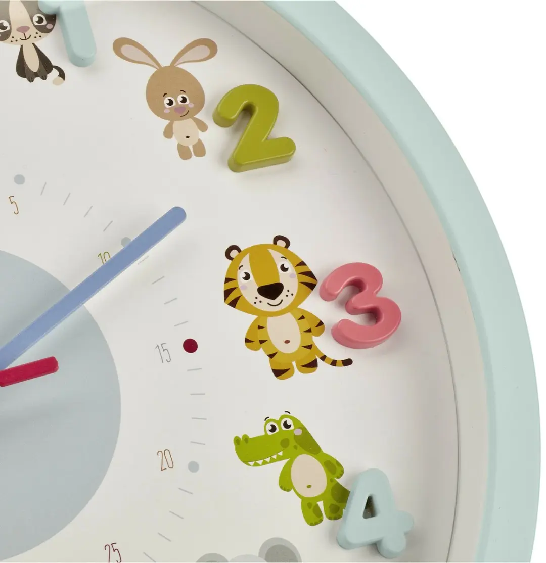 TFA Dostmann Kinderkamer Wandklok Dieren - Lichtblauw - afbeelding 6 van 6