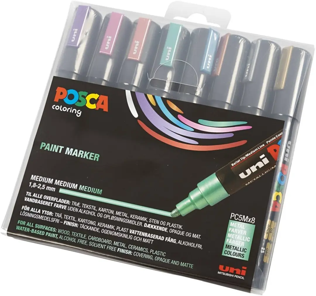 Posca Uni PC-5M Paintmarker - 5mm - 8 Stuks Metallic