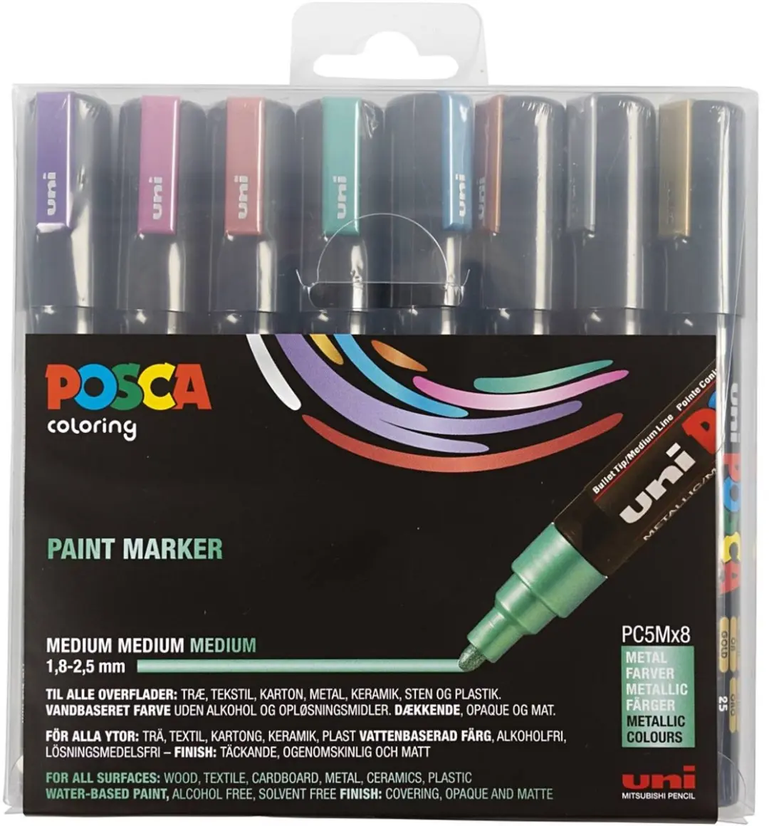 Posca Uni PC-5M Paintmarker - 5mm - 8 Stuks Metallic - afbeelding 6 van 6