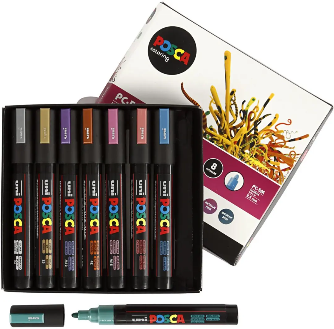 Posca Uni PC-5M Paintmarker - 5mm - 8 Stuks Metallic