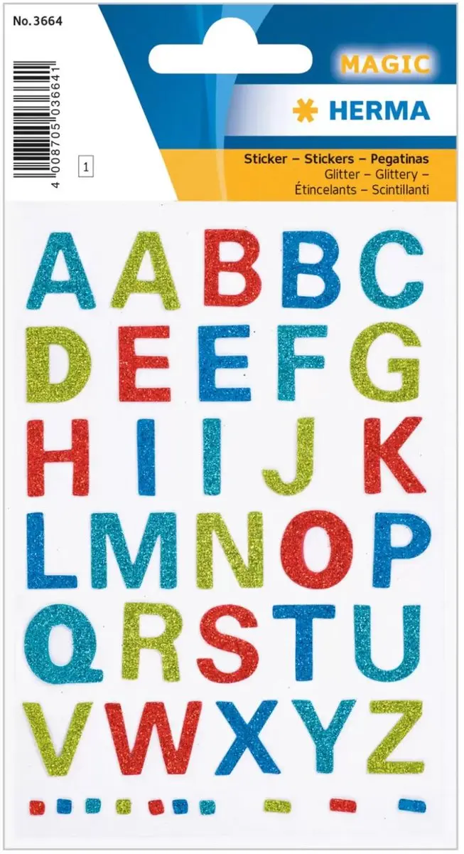 Herma Alfabet Stickers 15mm - 6 Vellen - Regenboog - Watervast