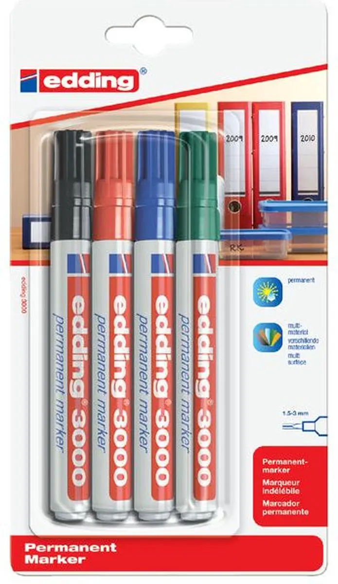 edding 3000 Viltstift - 10 Stuks - Assorti