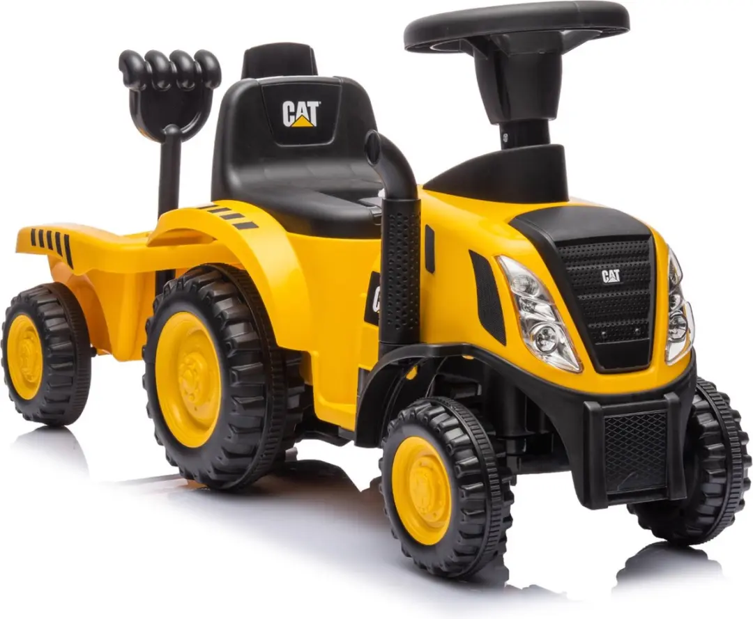 Eco Toys CAT Tractor Loopauto - Geel/Zwart - Met Aanhanger - afbeelding 6 van 6