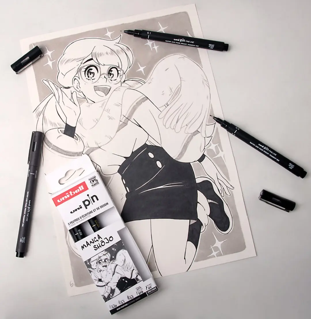 uni-ball Uni Pin Manga Fineliners - 5 Stuks Zwart